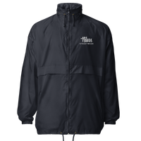 Nileos Basic-Unisex-Windbreaker in Navy – Vorderansicht am Model – Miniaturansicht 5