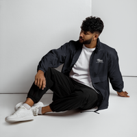 Nileos Basic-Unisex-Windbreaker in Navy – Vorderansicht – Miniaturansicht 2